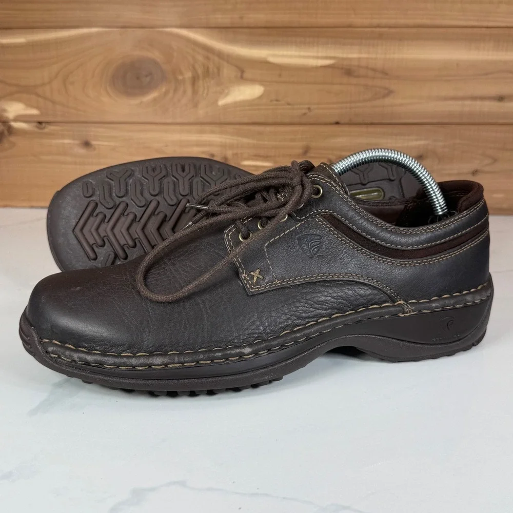 Red Wing 4114 Oxford Shoes Mens 9D Worx Mens Dark Brown Leather Lace Up Work